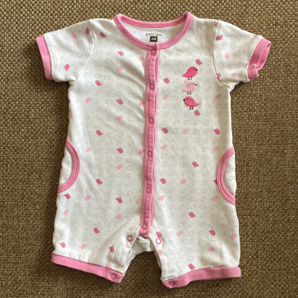 Petit Lem Allover Bird Print Romper 6 Months